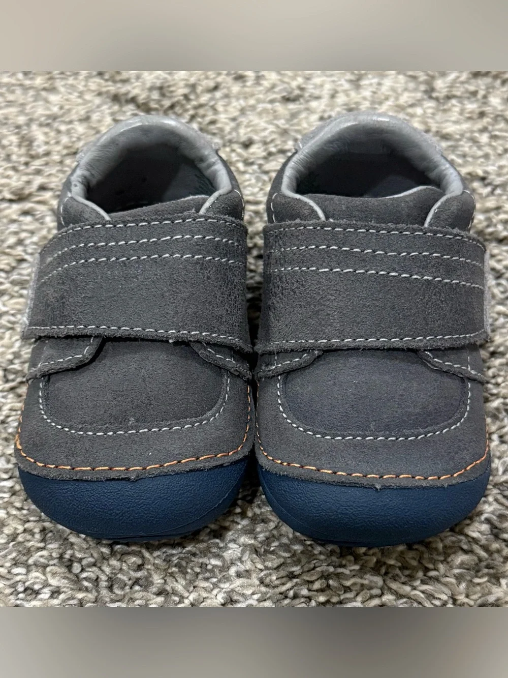 Stride Rite Soft Motion Kellen Shoes Boys 3W Gray Leather First Walker